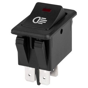 DPST Rocker Switch with Red Illuminated Indicator 12 VDC 35A